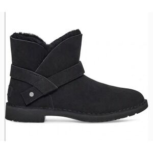 Ugg Sz 7.5 Zariyah Ankle Boots Shearling UggPlush Water Repellent Black Women's